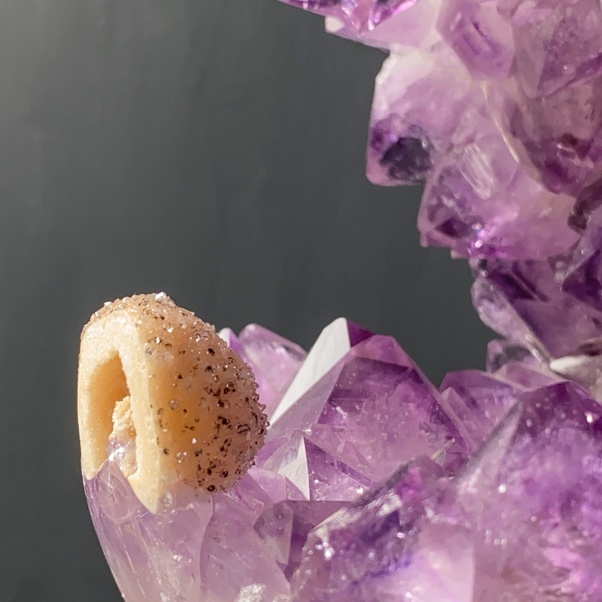 AMETHYST SPHERE WITH CALCITE GEODE