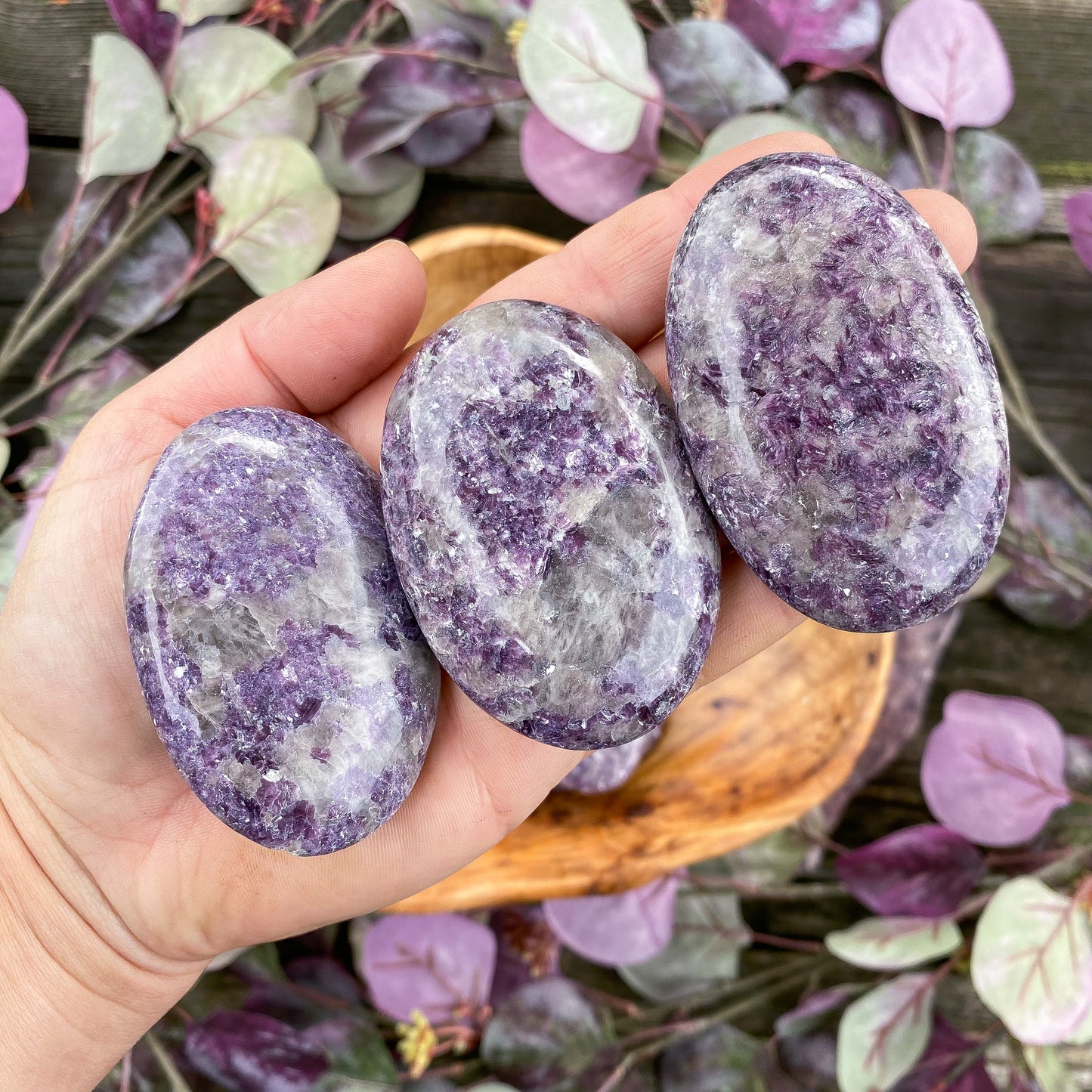 LEPIDOLITE PALM STONES