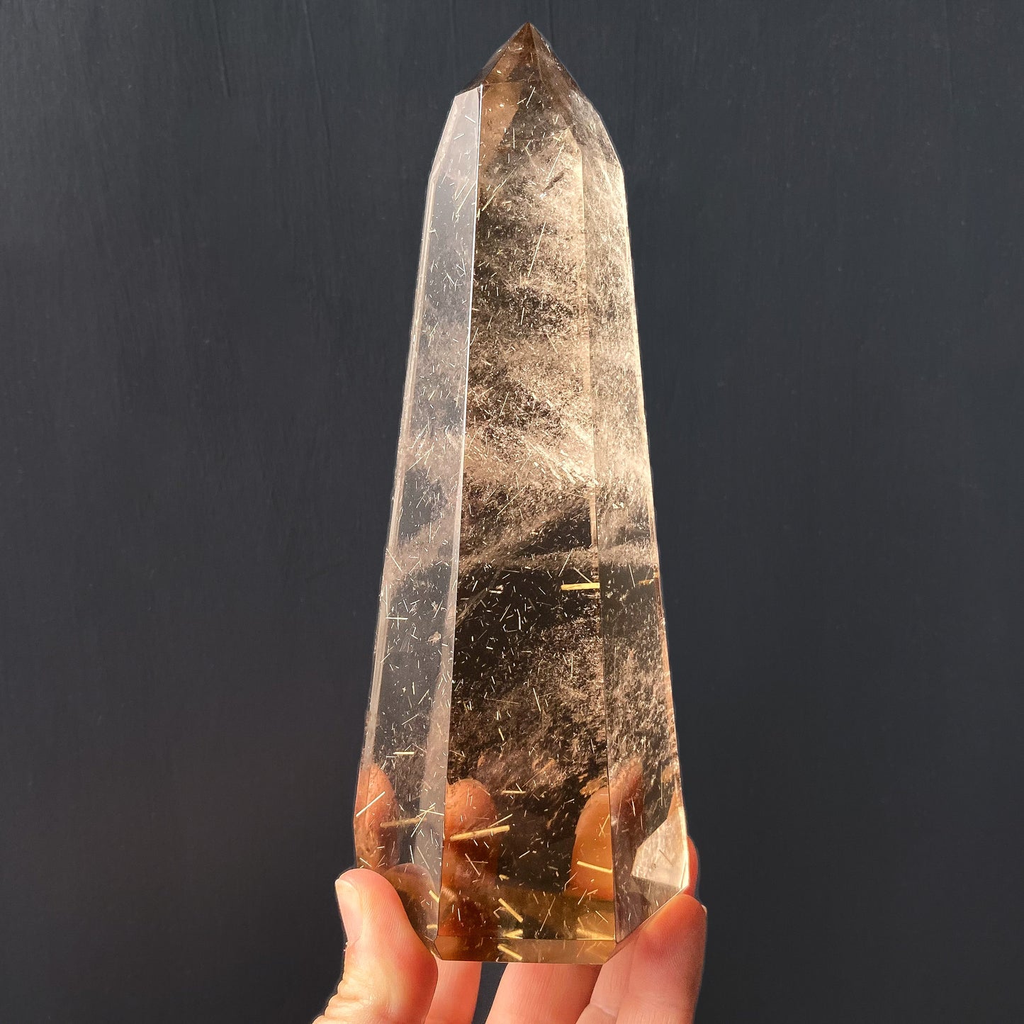 SMOKY QUARTZ WITH GOLD RUTILE