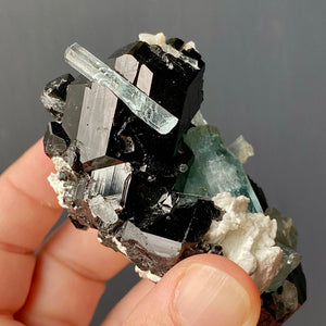 AQUAMARINE, BLACK TOURMALINE & ALBITE