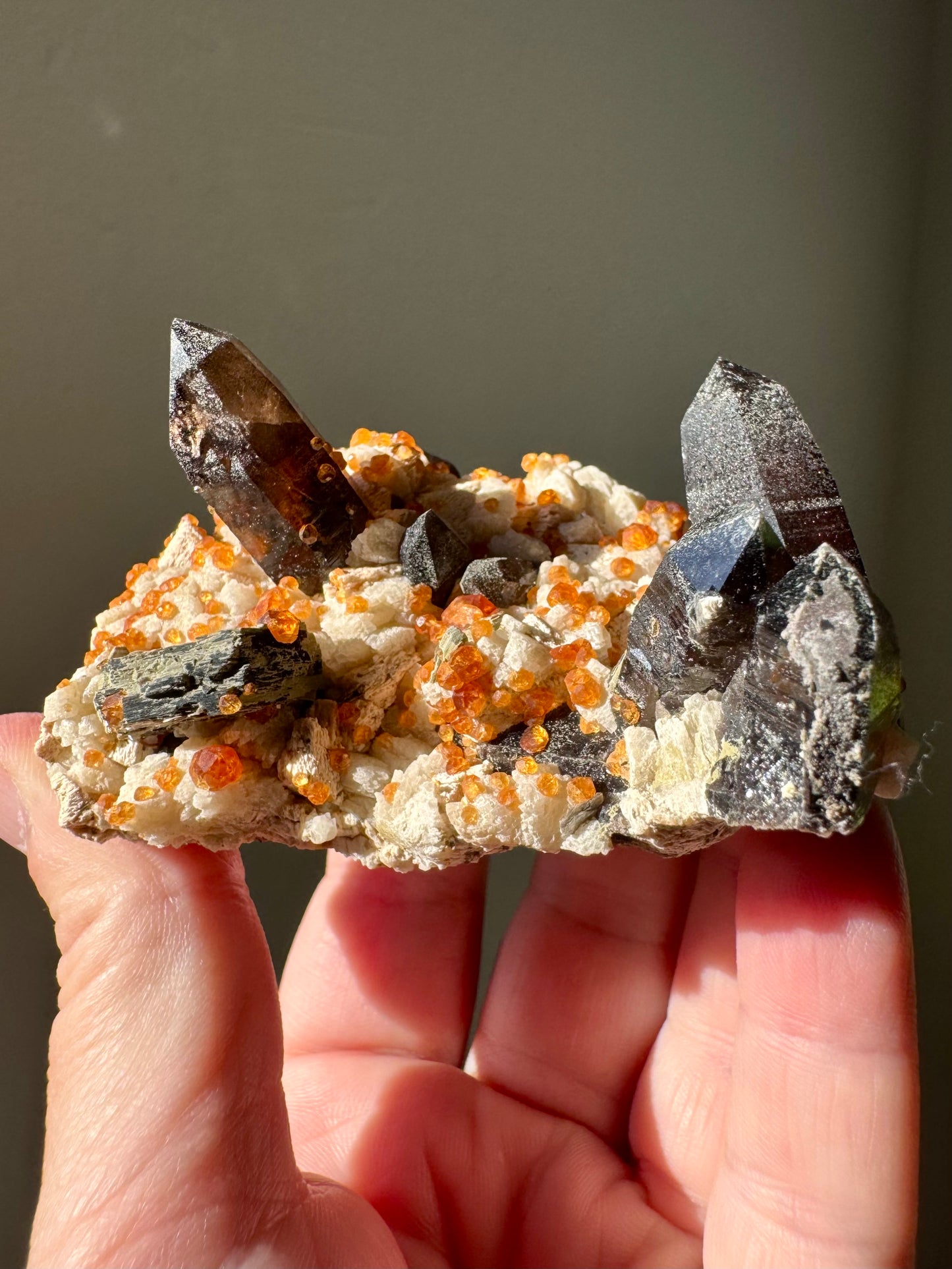 SPESSARTINE GARNET & SMOKY QUARTZ