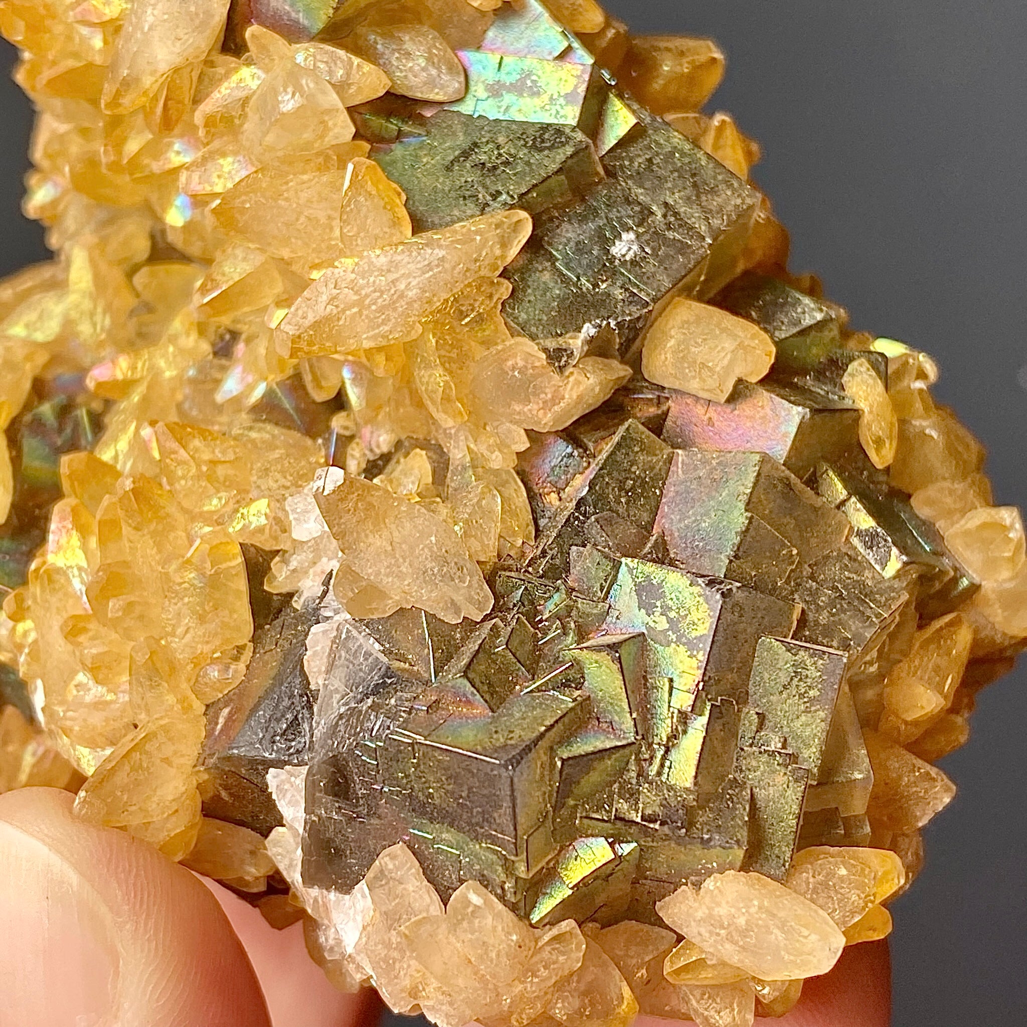 FLUORITE & CALCITE (IRIDESCENT)