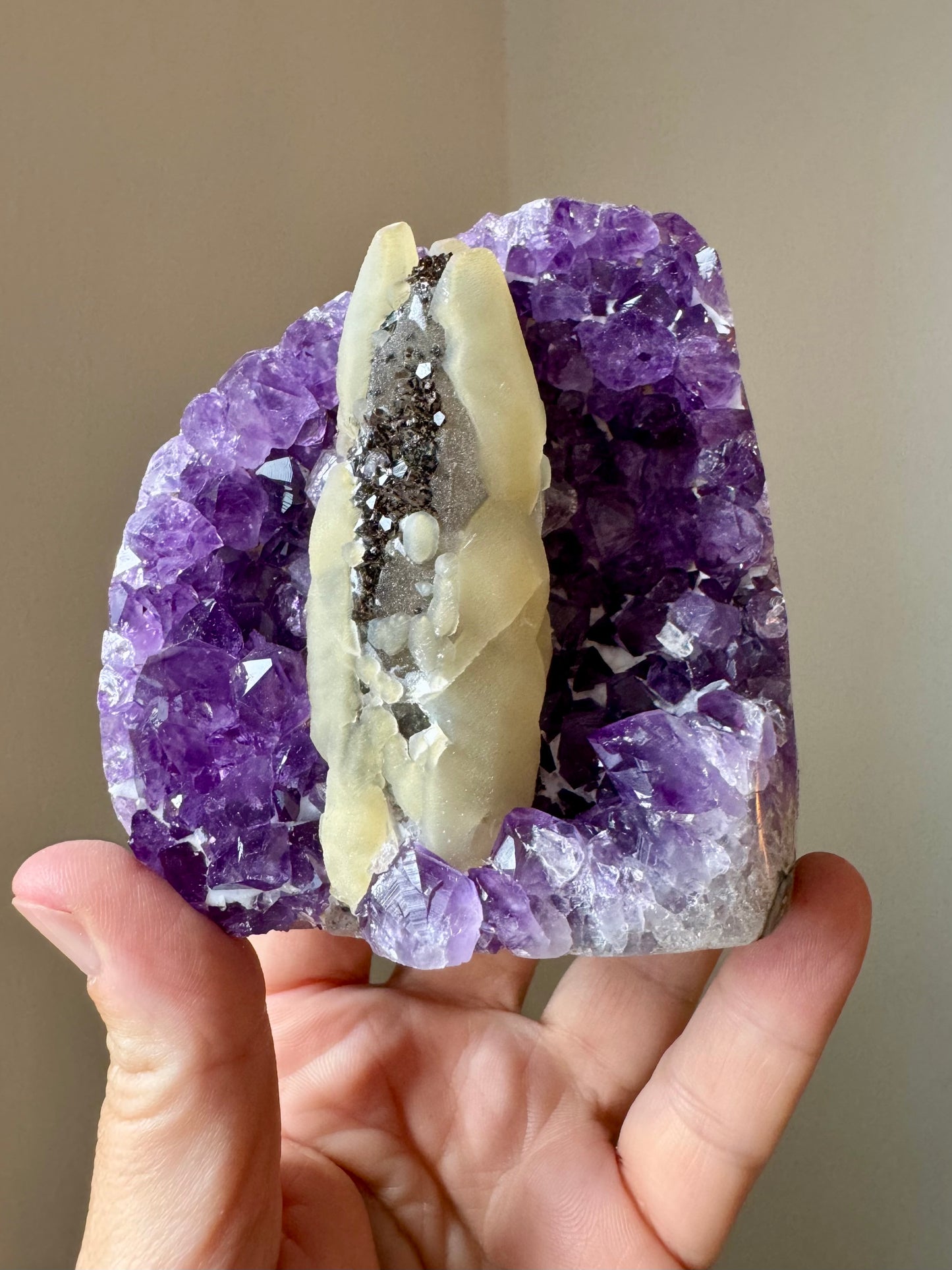 AMETHYST W/ CALCITE & GOETHITE