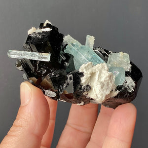 AQUAMARINE, BLACK TOURMALINE & ALBITE