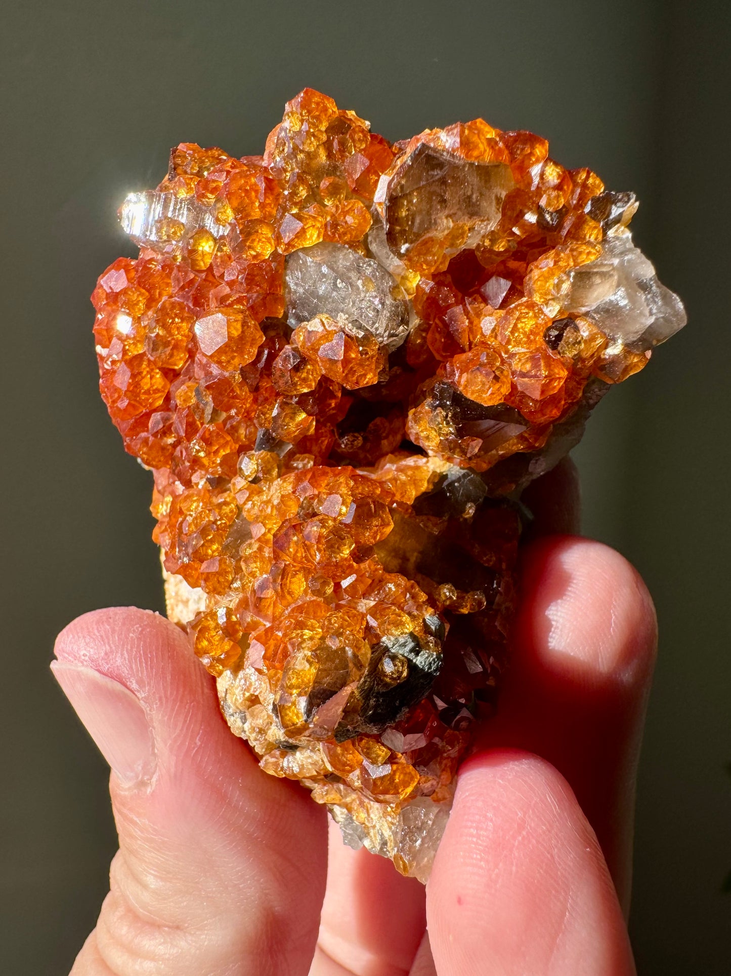 SPESSARTINE GARNET & SMOKY QUARTZ