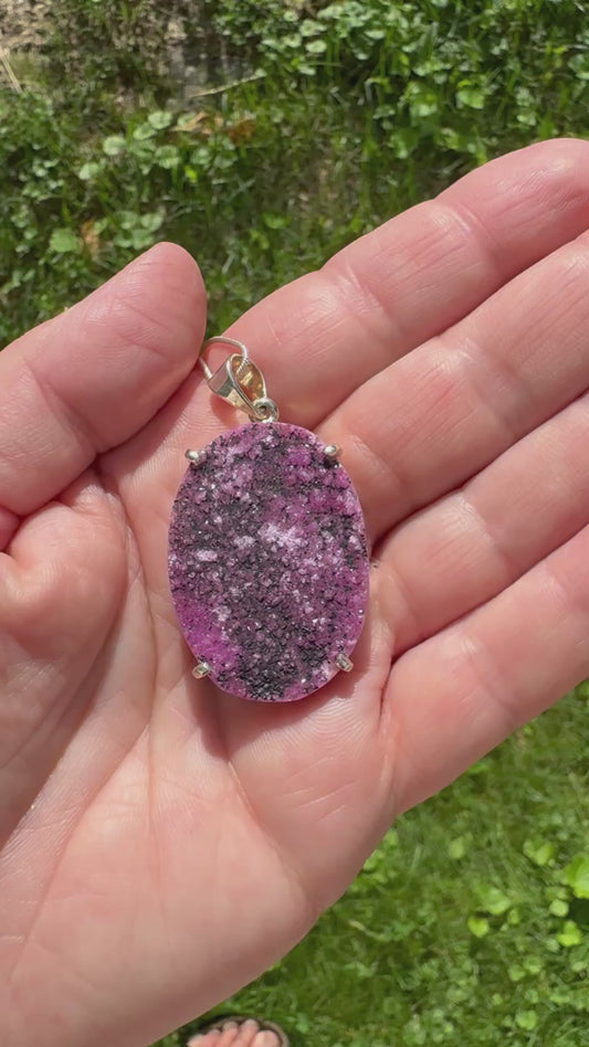COBALTOAN CALCITE & SS NECKLACE