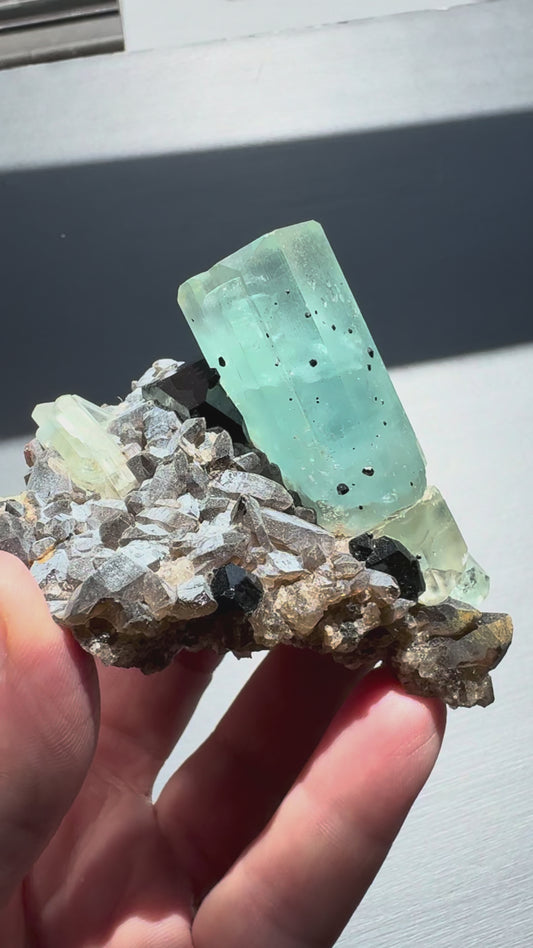 AQUAMARINE, SMOKY QUARTZ & BLACK TOURMALINE
