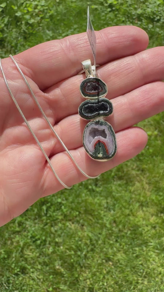 TOBASCO GEODE & SS NECKLACE