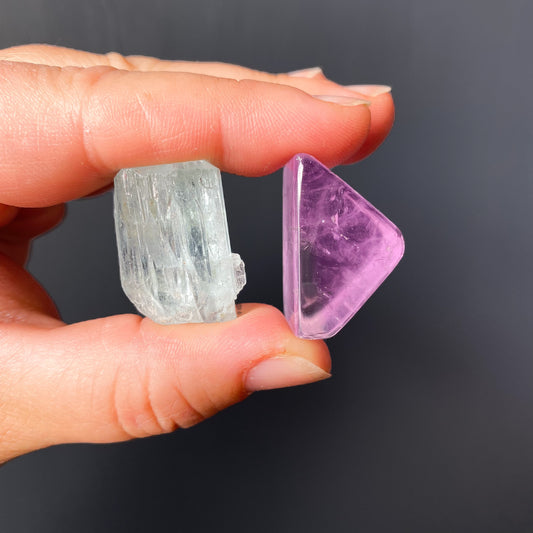 CRYSTAL SET - AQUAMARINE & KUNZITE