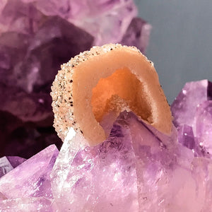 AMETHYST SPHERE WITH CALCITE GEODE