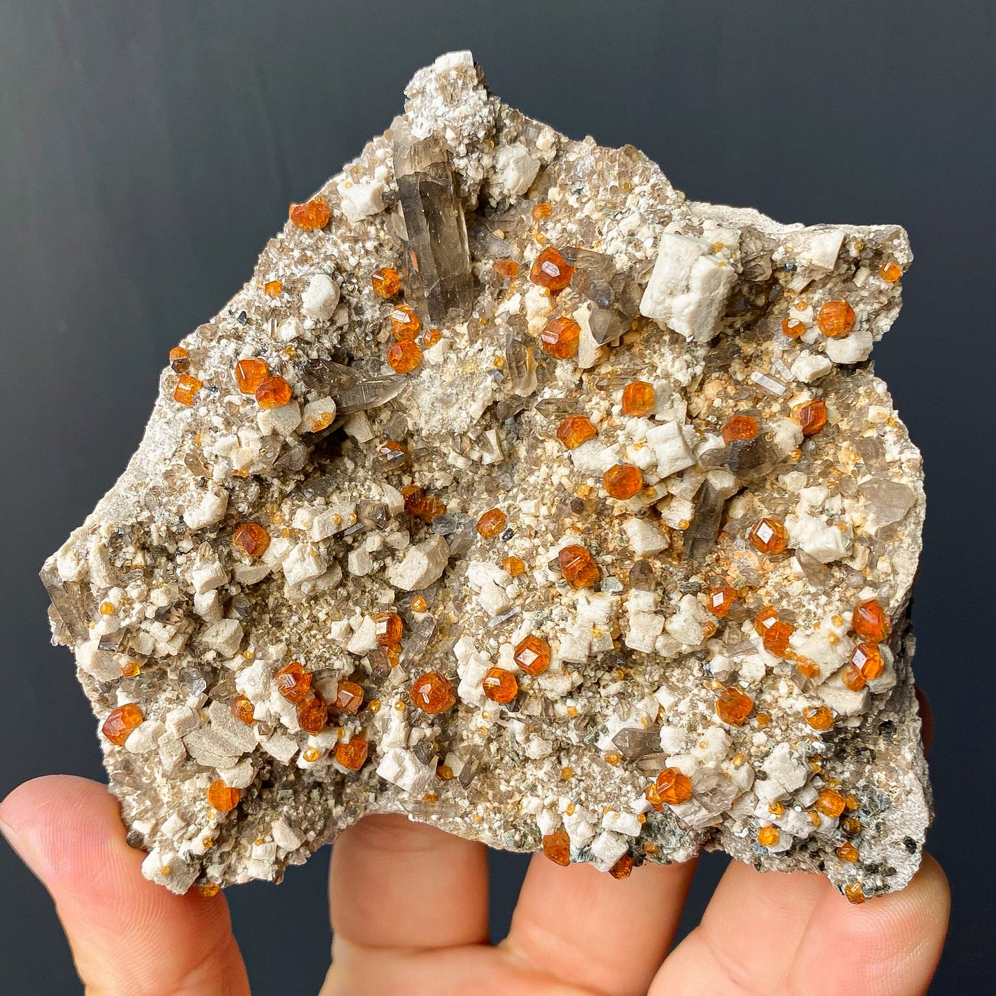 SPESSARTINE GARNET & SMOKY QUARTZ (TONGBEI)