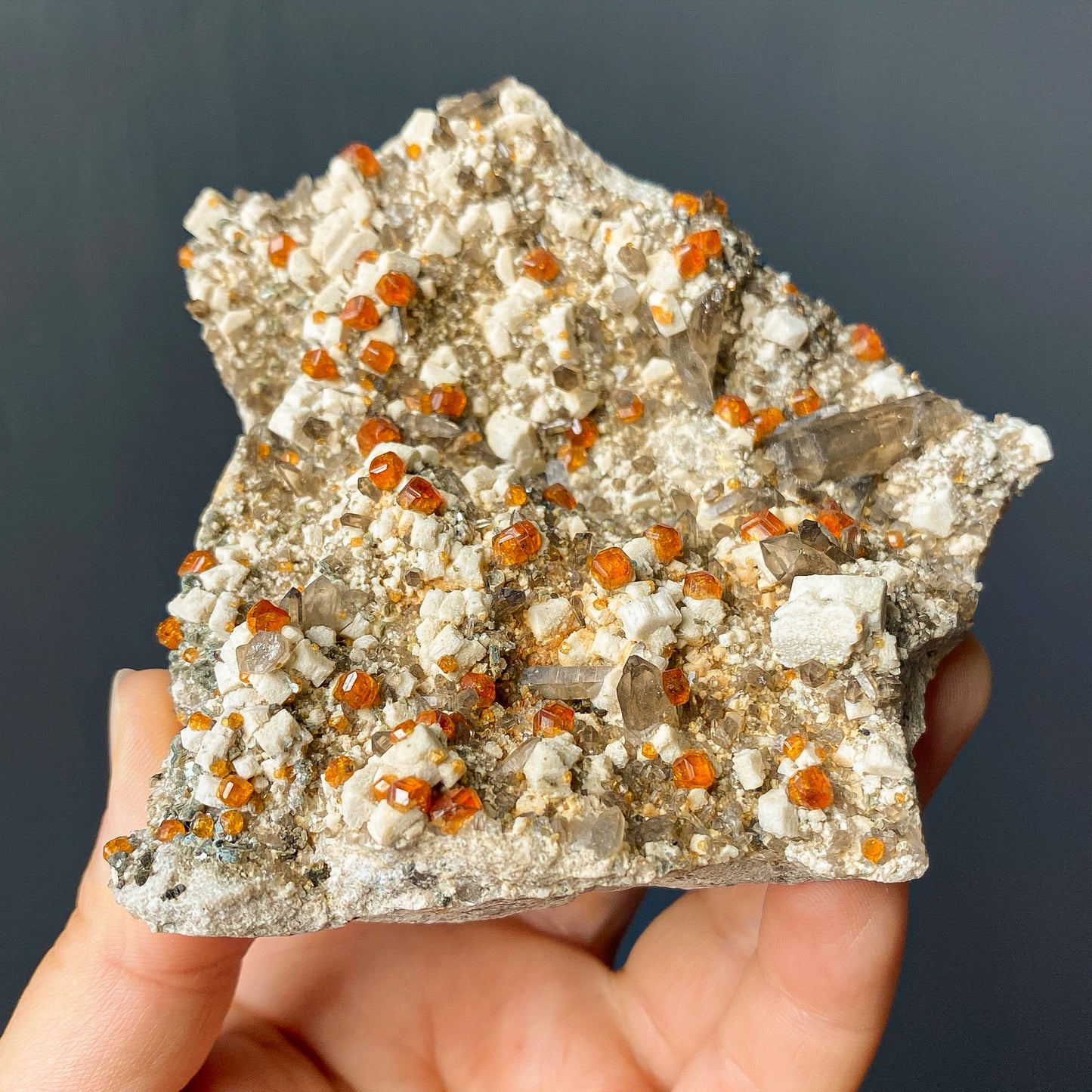 SPESSARTINE GARNET & SMOKY QUARTZ (TONGBEI)